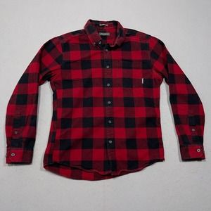 Eddie Bauer Flannel Shirt Men Size Small‎ Classic Fit Red Black Buffalo Plaid